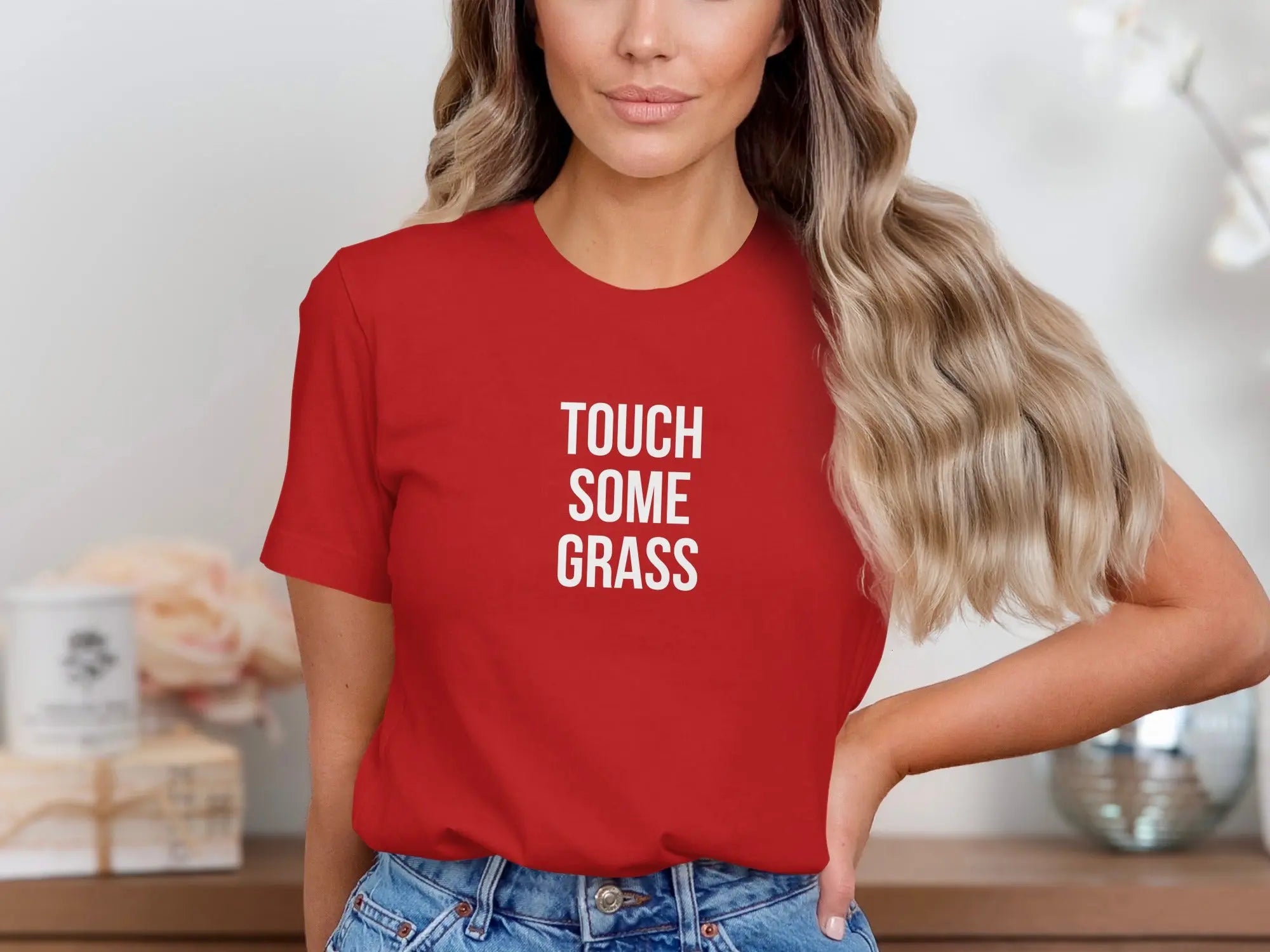 Red Touch Some Grass Casual Graphic T-Shirt product
