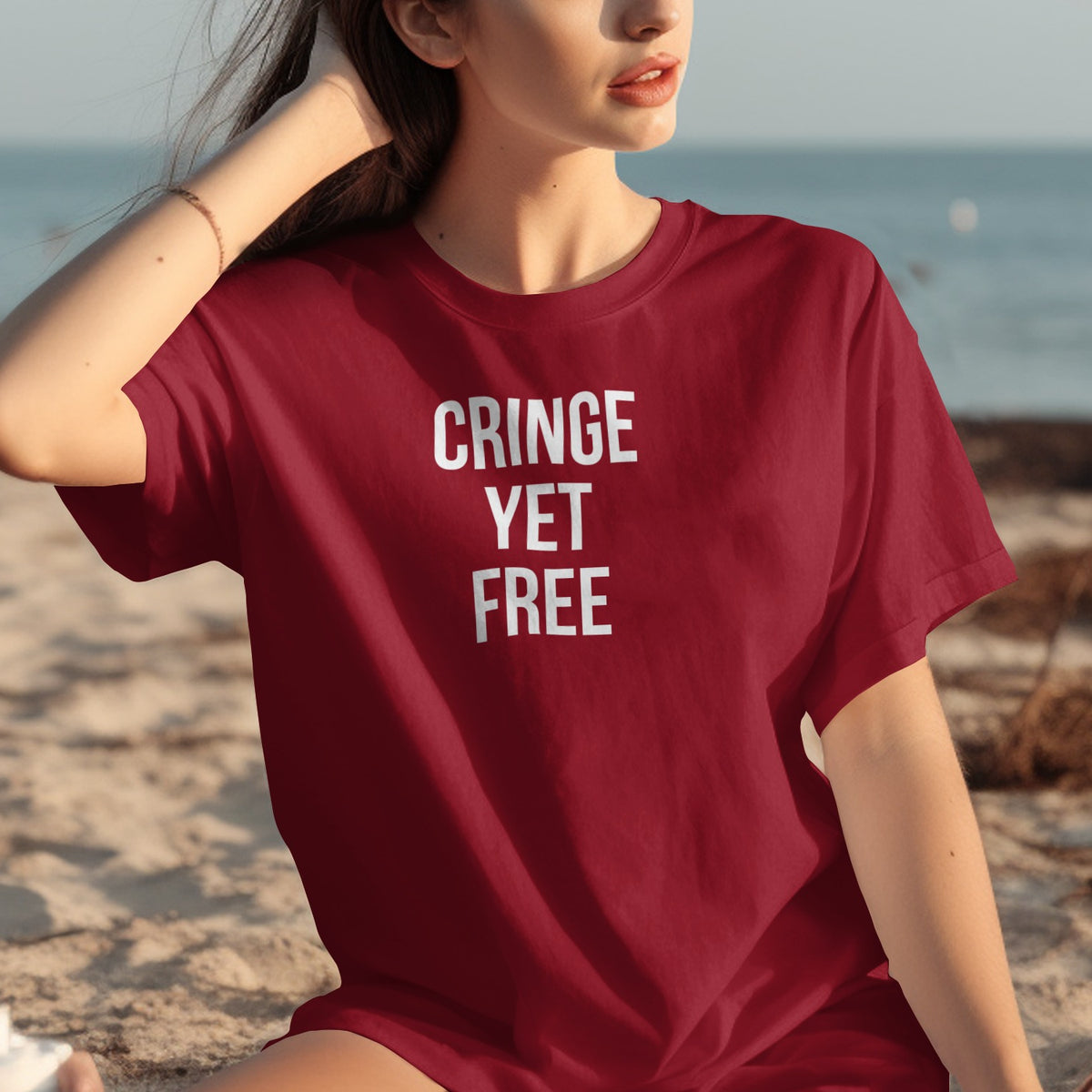 Cringe Yet Free Statement Tee Beachwear Product