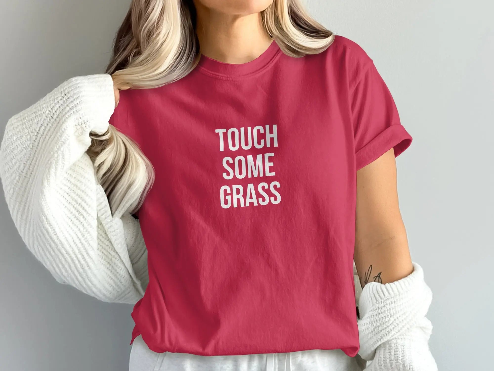 Touch Some Grass Print Casual Tee product