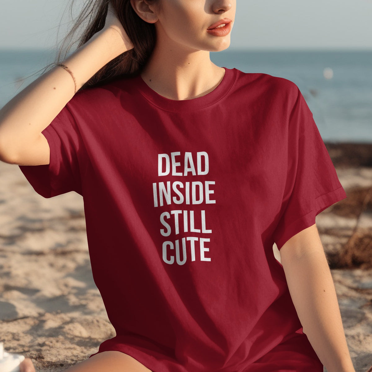Dead Inside Still Cute Red Beachwear T-Shirt product