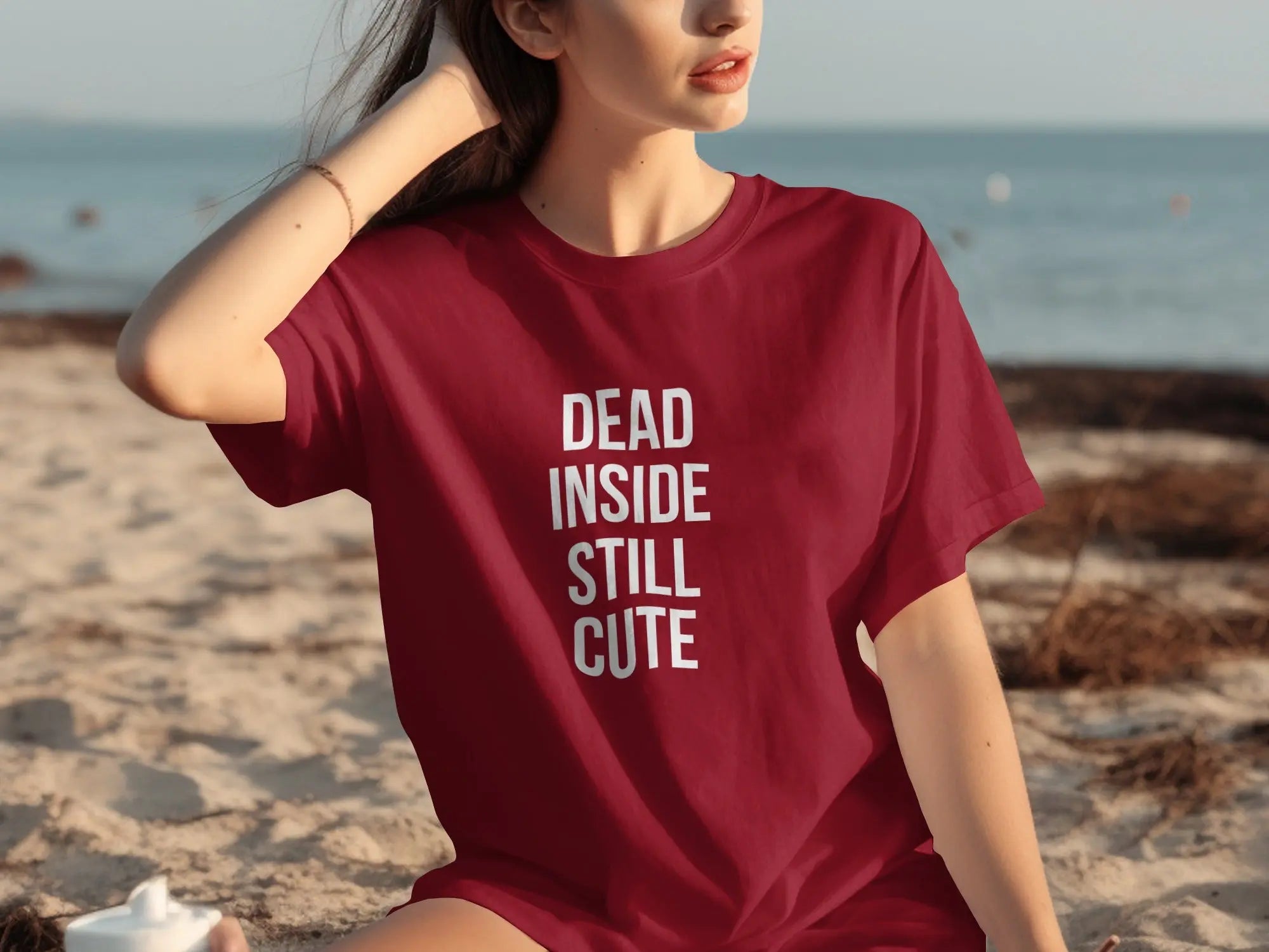 Dead Inside Still Cute Red Beachwear T-Shirt product